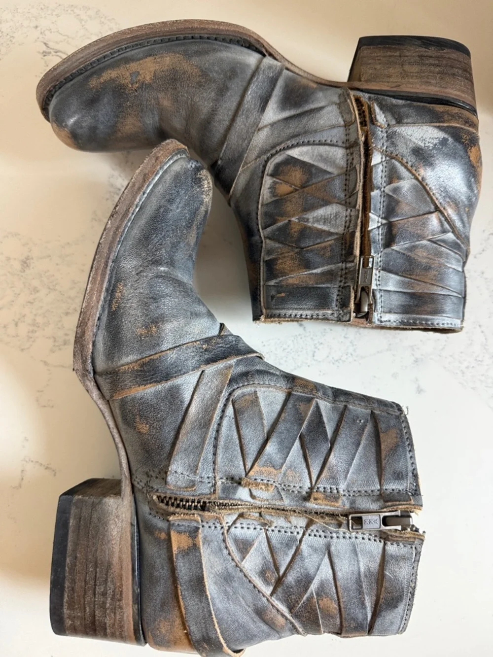 Freebird by Steven Sammi Ankle Booties Womens Size 7 Color Brown Distressed